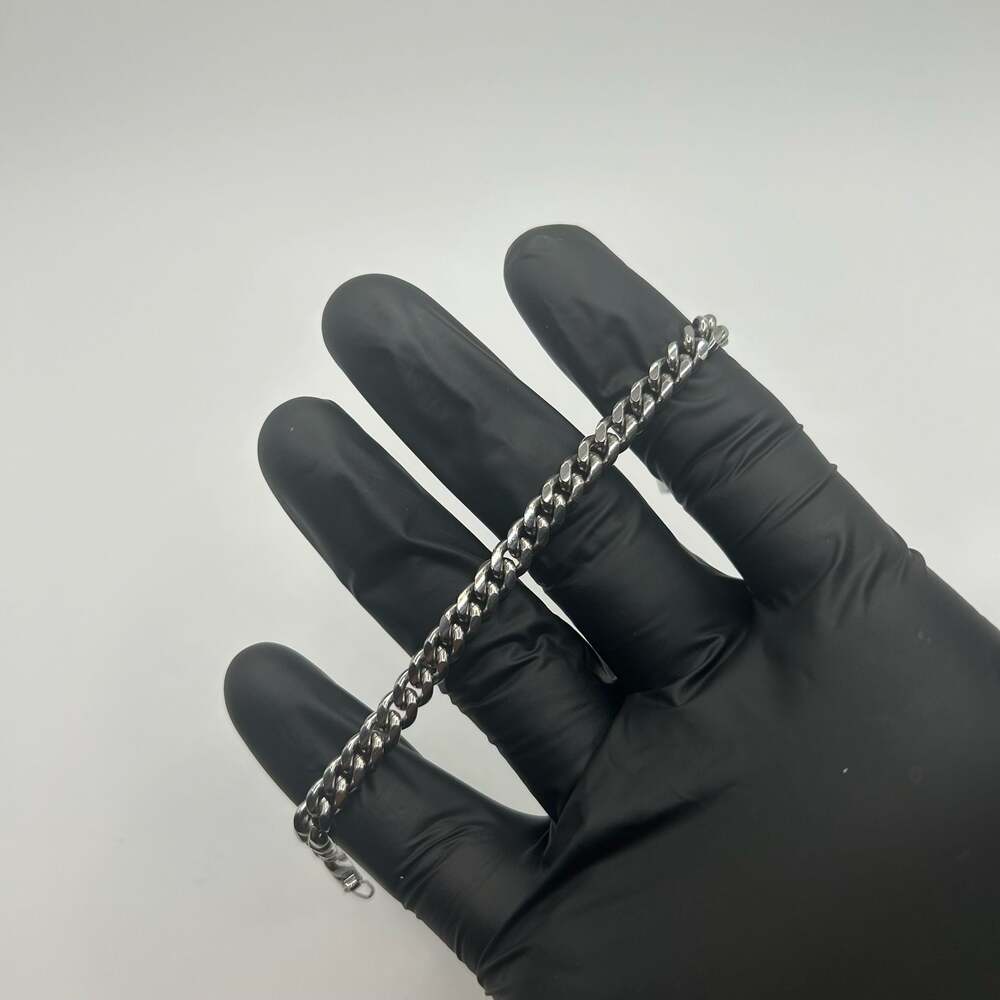 6mm Silver Cuban Link Bracelet 7 Inch Waterproof Hypoallergenic Solid Womens New